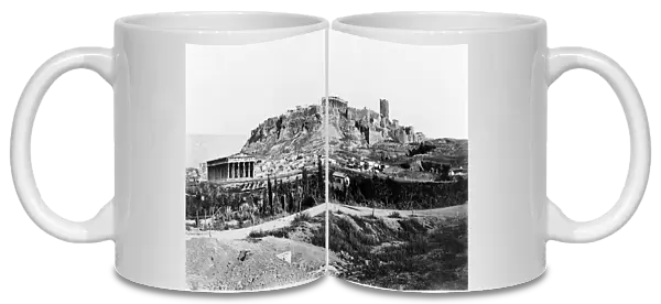 ATHENS: ACROPOLIS. View from the northwest of the Acropolis and the Temple of Theseus in Athens