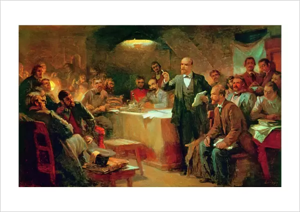 BOLSHEVIK MEETING, 1903. Vladimir Lenin at the Second Congress of the Marxist Russian