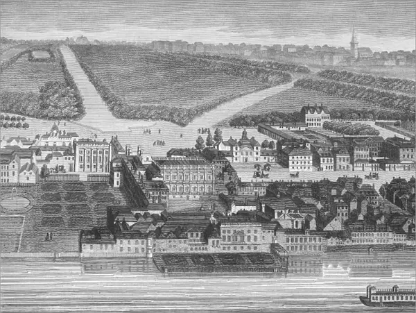 LONDON: WHITEHALL PALACE. The Palace of Whitehall as it appeared about the reign of James II