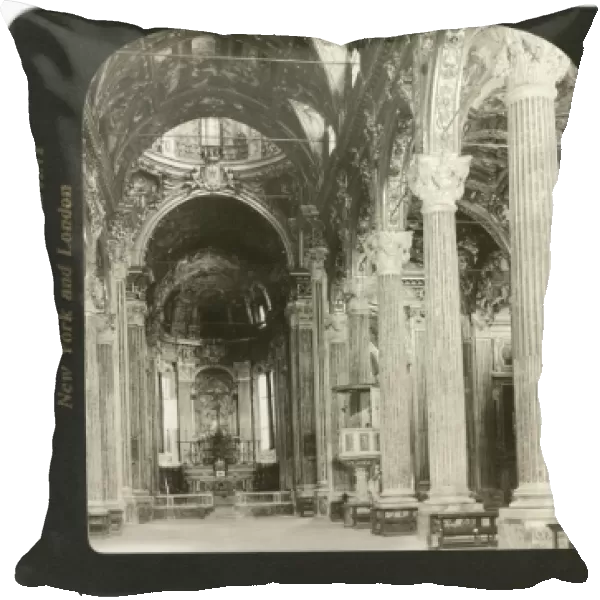 GENOA: BASILICA, 1908. Interior of the Basilica della Santissima Annunziata del Vastato in Geneo