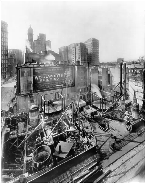 WOOLWORTH BUILDING, 1911. The Woolworth Building foundations, New York City. Photograph