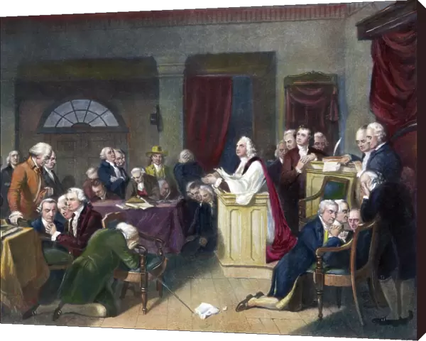 CONTINENTAL CONGRESS. Chaplain Jacob Duche leading the first prayer in the First