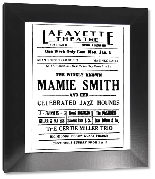 THEATER POSTER, 1920s. Advertisement for a jazz program at the Layfayette Theater in Harlem