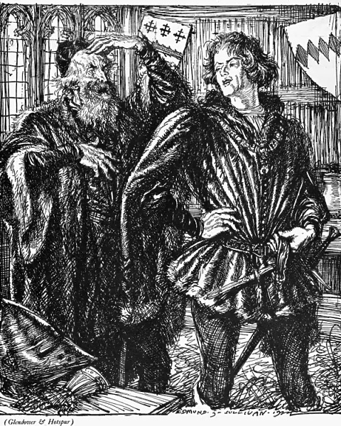 SHAKESPEARE: HENRY IV. Glendower and Hotspur in a scene from William Shakespeares Henry IV