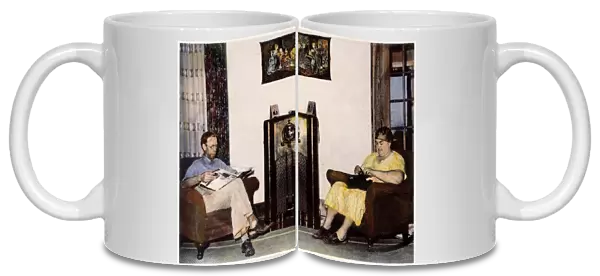 TEXAS: HOME RADIO, 1939. A farm couple listening to the radio at home in Hidalgo County, Texas