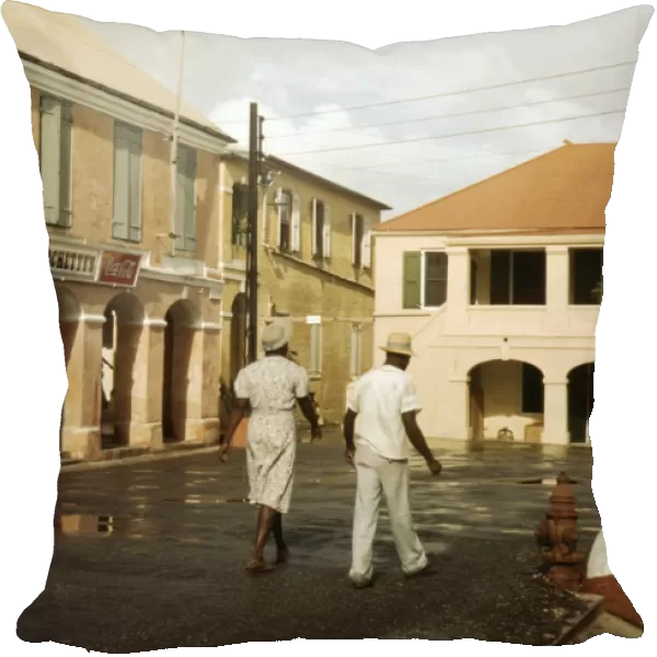 ST. CROIX, 1941. Street in a town in Christiansted, St