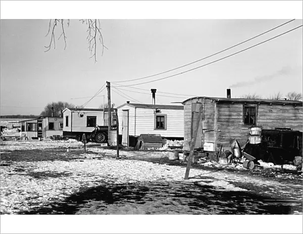 IOWA: SHANTY TOWN, 1936. Part of a shanty town in Spencer, Iowa. Photograph by Russell Lee