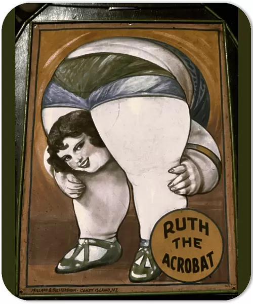 SIDESHOW POSTER, 1941. Poster for Ruth the Acrobat in the sideshow at the Vermont