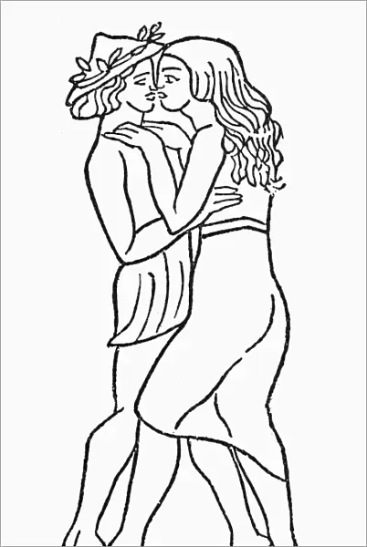 DAPHNIS AND CHLOE. Woodcut by Aristide Maillol (1861-1944)