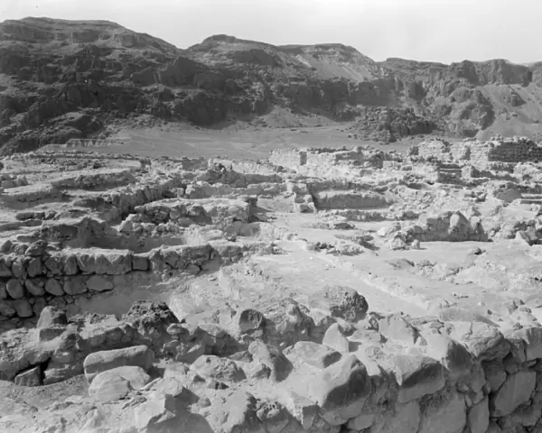 HOLY LAND: QUMRAN. Ruins of the ancient village of Qumran on the northwestern shore