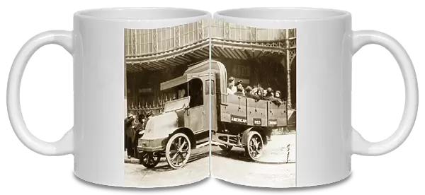 WWI: REFUGEES, 1918. An American Red Cross truck arriving in Paris, France with refugees