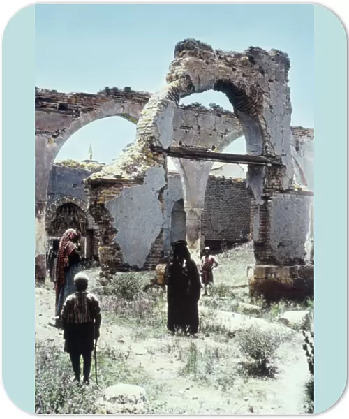 SYRIA: DAMASCUS, c1950. Ruins of the House of Naaman in Damascus, Syria. Photograph