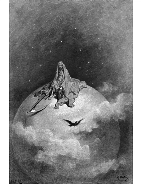 DORE: THE RAVEN, 1882. Doubting, dreaming dreams no mortal ever dared to dream before