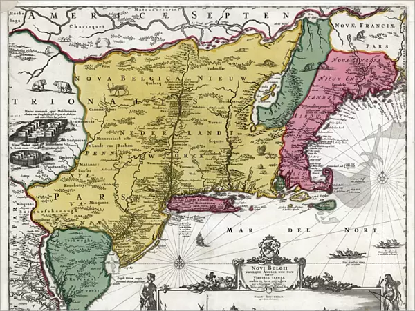 MAP: NEW NETHERLAND, 1685. Novi Belgii Novaeque Angliae