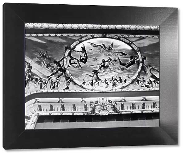 DANCE: HARKNESS THEATRE. Mural by Enrique Senis-Oliver from the proscenium arch of the Harkness Theatre, on Broadway and 62nd Street in New York City, depicting dancers paying homage to Terpsichore, the goddess of dance. Photographed at the time of the theaters opening in 1974