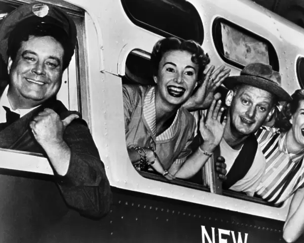 THE HONEYMOONERS, c1955. Left to right: Cast members Jackie Gleason, Audrey Meadows, Art Carney, and Joyce Randolph in a publicity photograph for the television series The Honeymooners, c1955