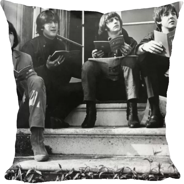 THE BEATLES, 1965. Left to right: George Harrison, John lennon, Ringo Starr, and Paul McCartney. Photograph, 1965
