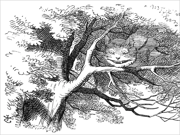 ALICE IN WONDERLAND, 1865. The Cheshire Cat. Illustration by John Tenniel from the first edition of Lewis Carrolls Alices Adventures in Wonderland, 1865