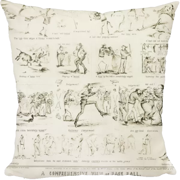 BASEBALL CARTOONS, 1859. A Comprehensive View of Baseball. Series of American cartoons about baseball, 1859