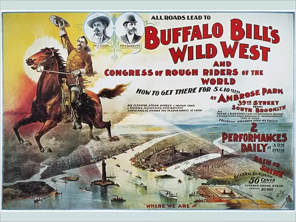 W. F. CODY POSTER, 1894. Poster for Buffalo Bill Codys Wild West Show at Brooklyn, New York, 1894