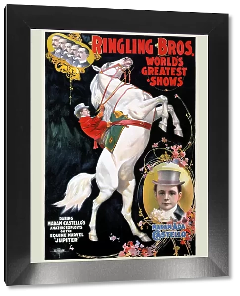 CIRCUS POSTER, 1899. Equestrienne Ada Castello on an American circus poster, c1899