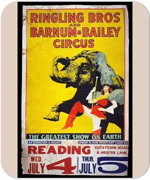 CIRCUS POSTER, c1950. Ringling Brothers and Barnum & Bailey Circus poster, c1950, when the three-ring circus still performed under a tent