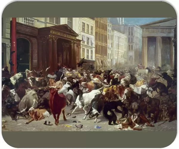 WALL STREET: BEARS & BULLS. Bulls and Bears in the Market. An allegorical painting by William H. Beard, 1879