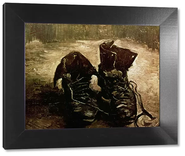 VAN GOGH: BOOTS, 1886. Boots with Laces. Oil on canvas, Paris, by Vincent Van Gogh