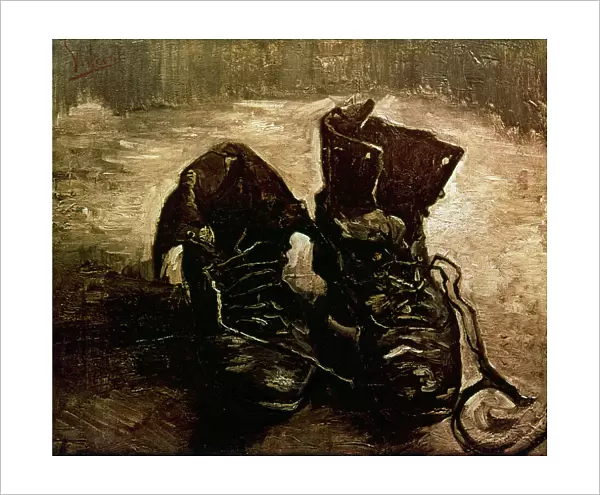 VAN GOGH: BOOTS, 1886. Boots with Laces. Oil on canvas, Paris, by Vincent Van Gogh