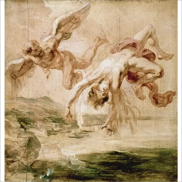 RUBENS: FALL OF ICARUS 1637. Peter Paul Rubens: The Fall of Icarus. Oil sketch on wood, c1637