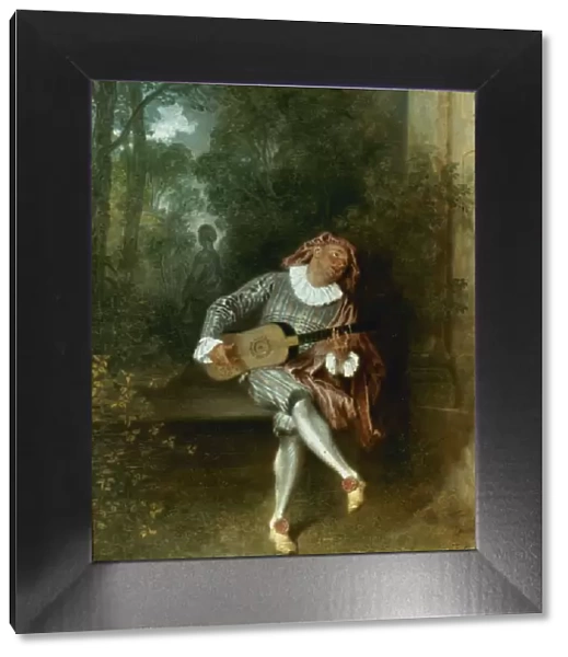 WATTEAU: GUITAR PLAYER. Oil on canvas by Jean-Antoine Watteau (1684-1721)