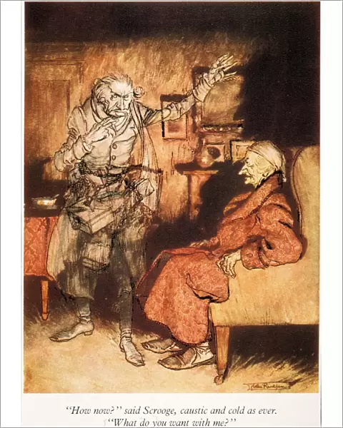DICKENS: A CHRISTMAS CAROL. Marleys Ghost appears to Scrooge: illustration by Arthur Rackham for Charles Dickens A Christmas Carol