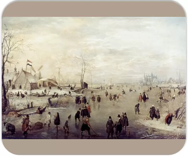 AVERCAMP: WINTER. Winter scene on the Ice. Wood, by Hendrick Avercamp (1585-1634)