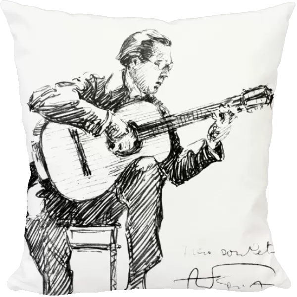 ANDRES SEGOVIA (1893-1987). Spanish guitarist. Pencil drawing, c1935, by Hilda Wiener