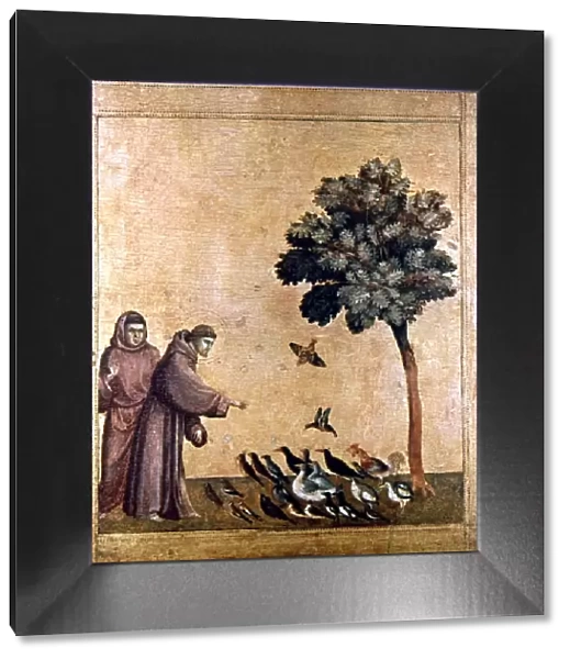 ST. FRANCIS OF ASSISI (c1181-1226). Italian friar. St. Francis preaching to the birds. Predella panel