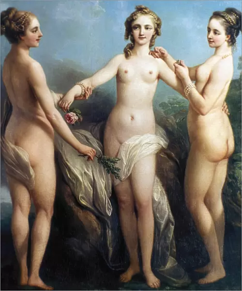 VANLOO: THREE GRACES. Oil on canvas by the French painter Carle Vanloo (1705-1765)