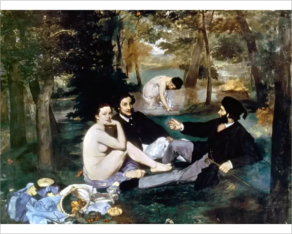 MANET: LUNCHEON, 1863. Luncheon on the Grass. Oil on canvas by Edouard Manet