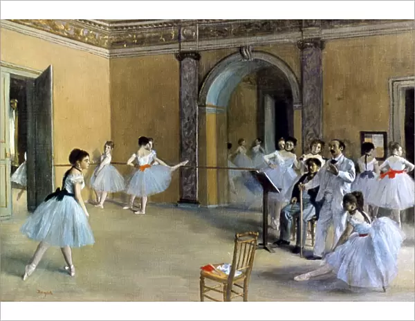 DEGAS: OPERA FOYER, 1872. Edgar Degas: Le foyer de la Danse a l Opera de la Rue le Peletier. Oil on canvas, 1872