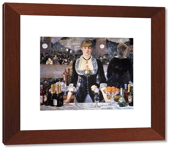 MANET: FOLIES-BERGERES. The Bar at Folies-Bergeres. Oil on canvas by Edouard Manet, 1881-82