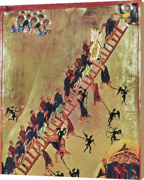 SAINT JOHN CLIMACUS (550-649). Abbot of Mount Sinai. St John Climacus at the top rung of his Ladder of Heavenly Ascent. A late 12th century icon