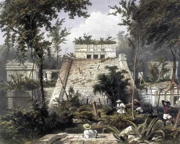 MEXICO: TULUM, 1844. The castle at the Mayan ruins of Tulum on the Yucatan Pensinsula. Lithograph by Frederick Catherwood, London, 1844