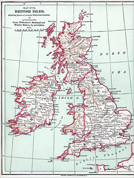 MAP: BRITISH ISLES, c1890. Map of the British Isles, c1890, by a German cartographer