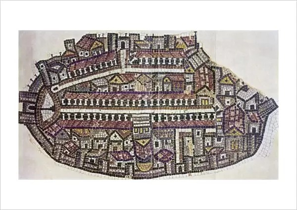 MADABA MAP, 6TH CENTURY. The Madaba Mosaic Map, the oldest known map of the city of Jerusalem