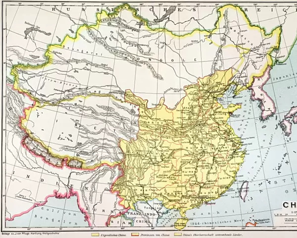 MAP: CHINA, 1910. Map of China published in Germany, 1910
