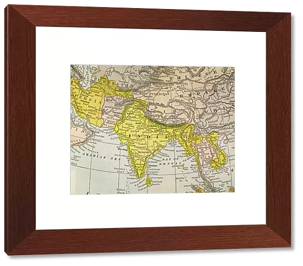 ASIA MAP, 19th CENTURY. Persia, Afghanistan, Turkestan, India, Tibet, Burma, and Siam