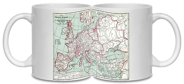 MAP OF EUROPE, 12th CENTURY. A 19th century map of Europe as it was politically constituted in the