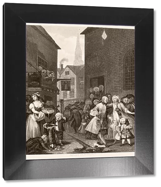HOGARTH: FOUR TIMES OF DAY. Noon. Steel engraving after the etching and engraving, 1738, by William Hogarth