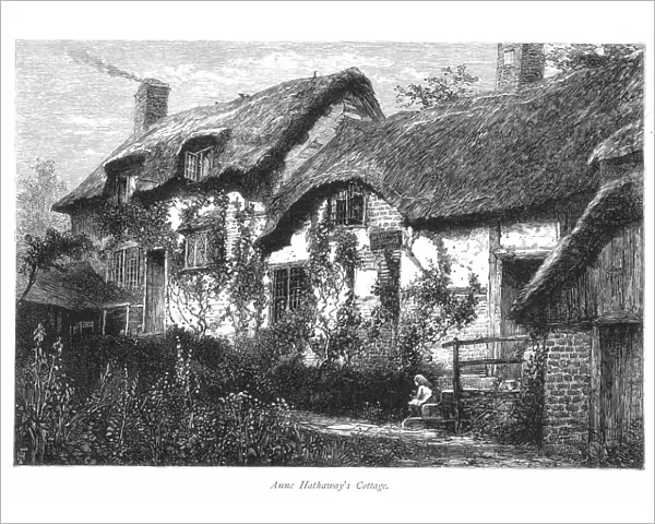 ANNE HATHAWAYs COTTAGE. Wife of William Shakespeare: wood engraving, 19th century