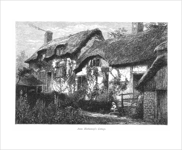 ANNE HATHAWAYs COTTAGE. Wife of William Shakespeare: wood engraving, 19th century
