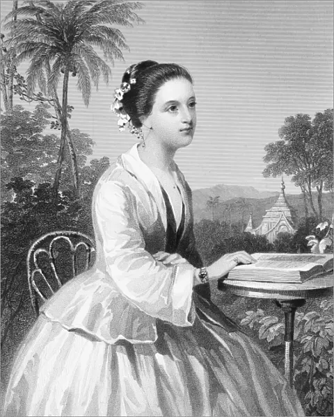 ANNE HASSELTINE JUDSON (1789-1826). American Baptist missionary in Burma, wife of Adoniram Judson. Stipple engraving, American, 19th century